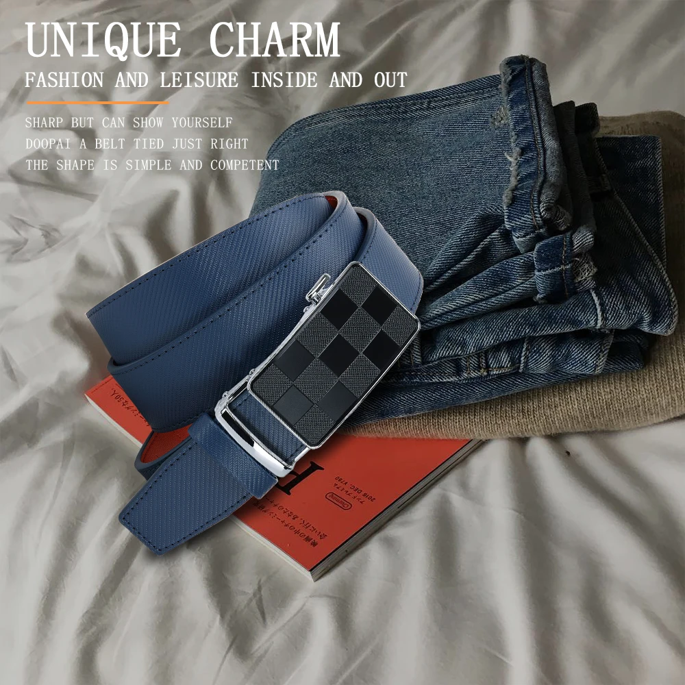 JACNAIP Multicolor Genuine Leather Men's Belts Fashion Business Automatic Buckle Straps Ratchet Cow Leather Waistband