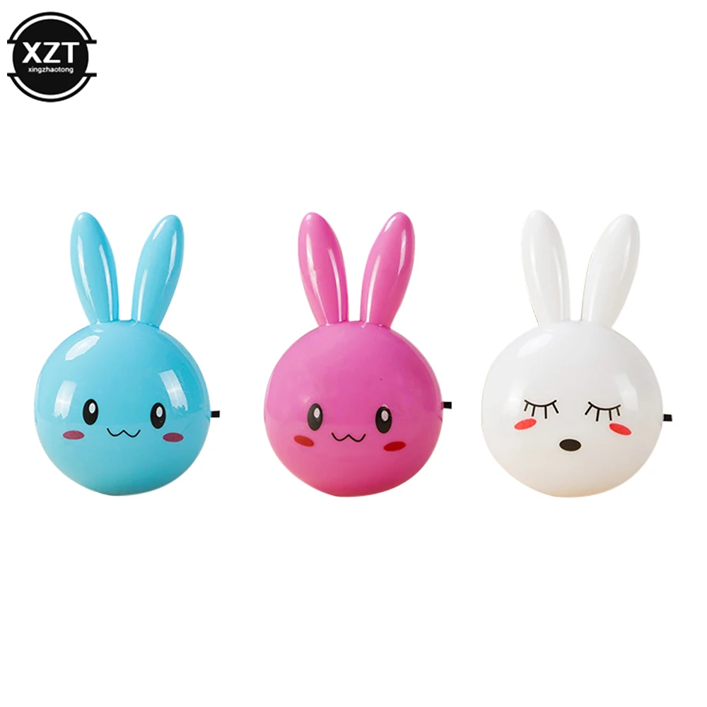 3 Colors LED Cartoon Rabbit Night Lamp Switch ON/OFF Wall Light AC110v US Plug Bedside Lamp For Children Kids Baby Gifts