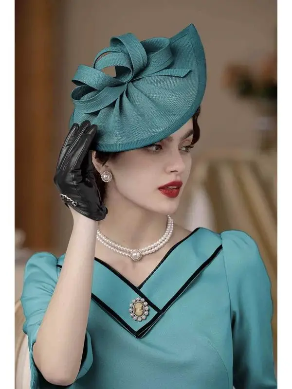 

Европейская винтажная шляпа-волшебница, повязки для волос для женщин, розовый, фиолетовый, розовый, темно-синий, коктейльный, элегантный женский головной убор-волшебник