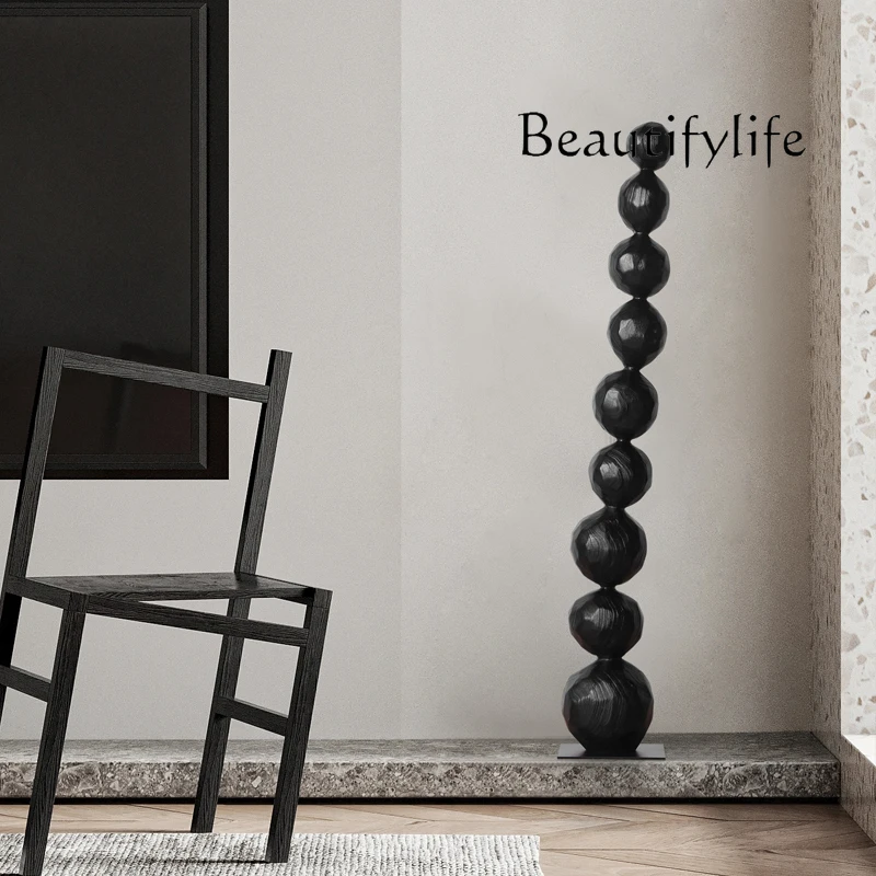 

Carbonized wood ball sculpture art floor ornament living room entrance vertical height creative wood carving decoration