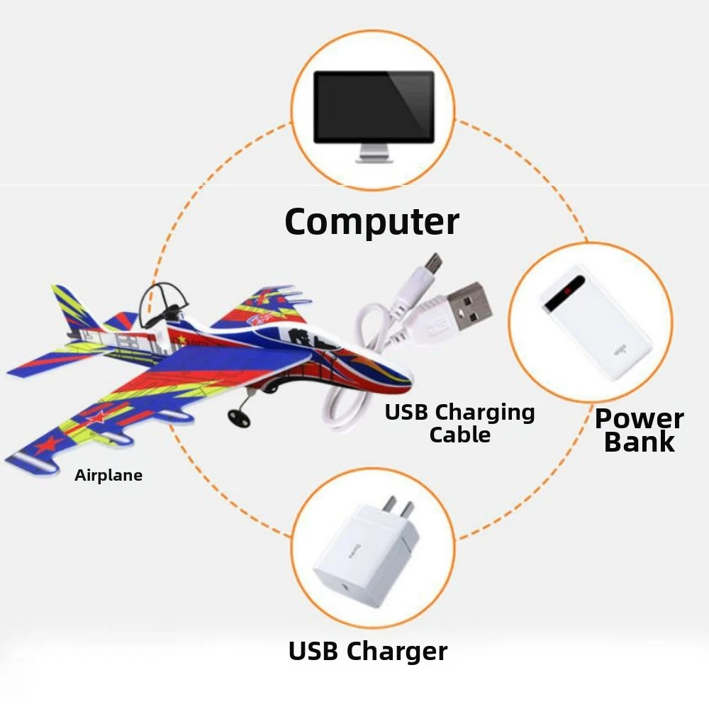 

30*15*9cm Electric Plane Glider Foam Material Kids Toys Hand Airplanes Capacitor Random Color Foam Hand Glider Swivel Model