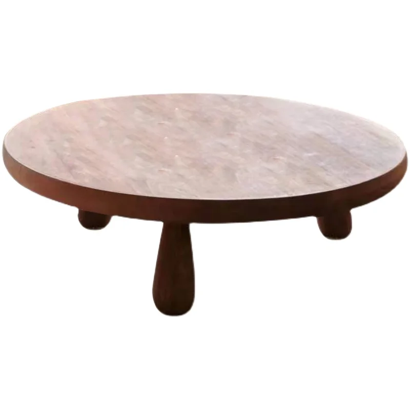 TLL Light French Log Solid Wood round Small Coffee Table Combination Vintage Furniture