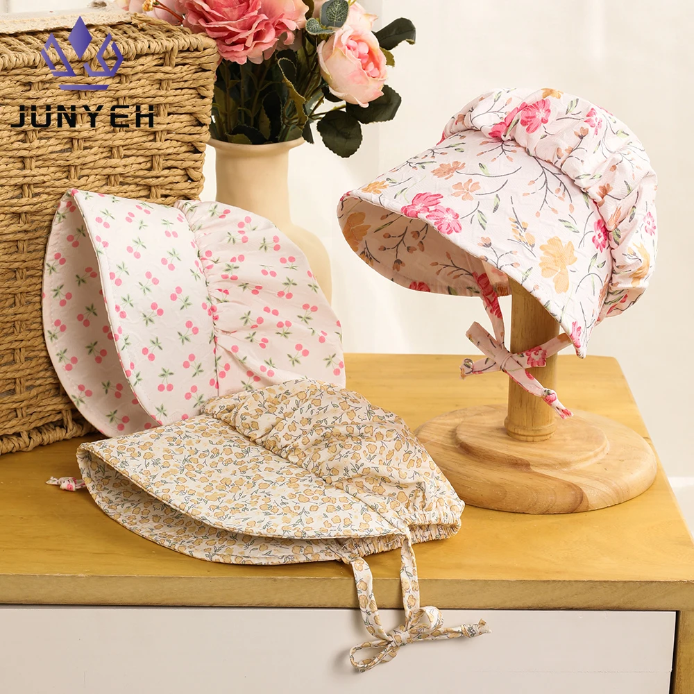 

Baby Girl Hat Sun Protection Princess Hats With Floral Pattern Cute Infant Spring Sun Cap For Kids 0-12 Month