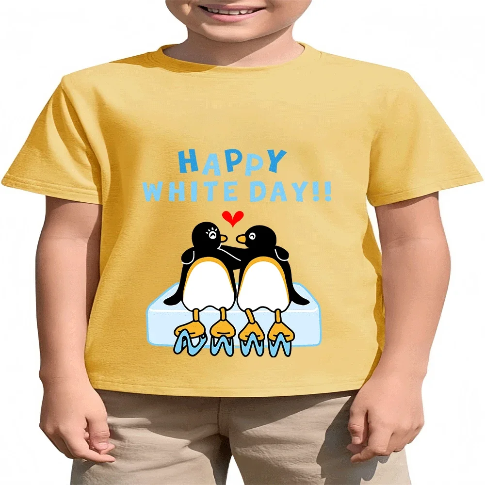 

Хит продаж: хлопковая футболка Pingu 2026 для детей 2-14 лет, летняя, с мультяшным принтом, модная