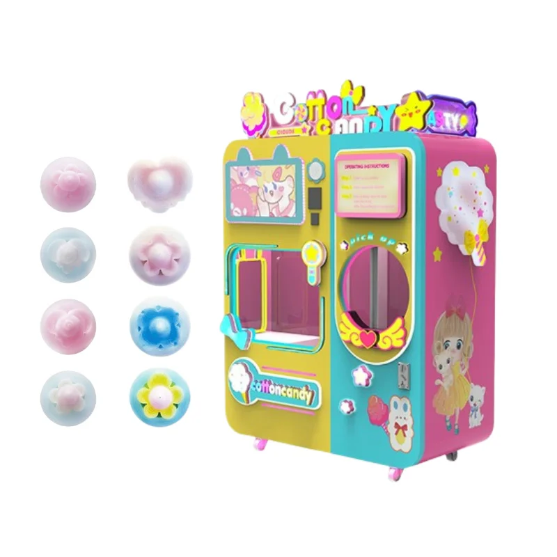 Smart Commercial Fully Automatic Cotton Candy Machine Customize Making Marshmallow Floss Cotton Candy Vending Machine