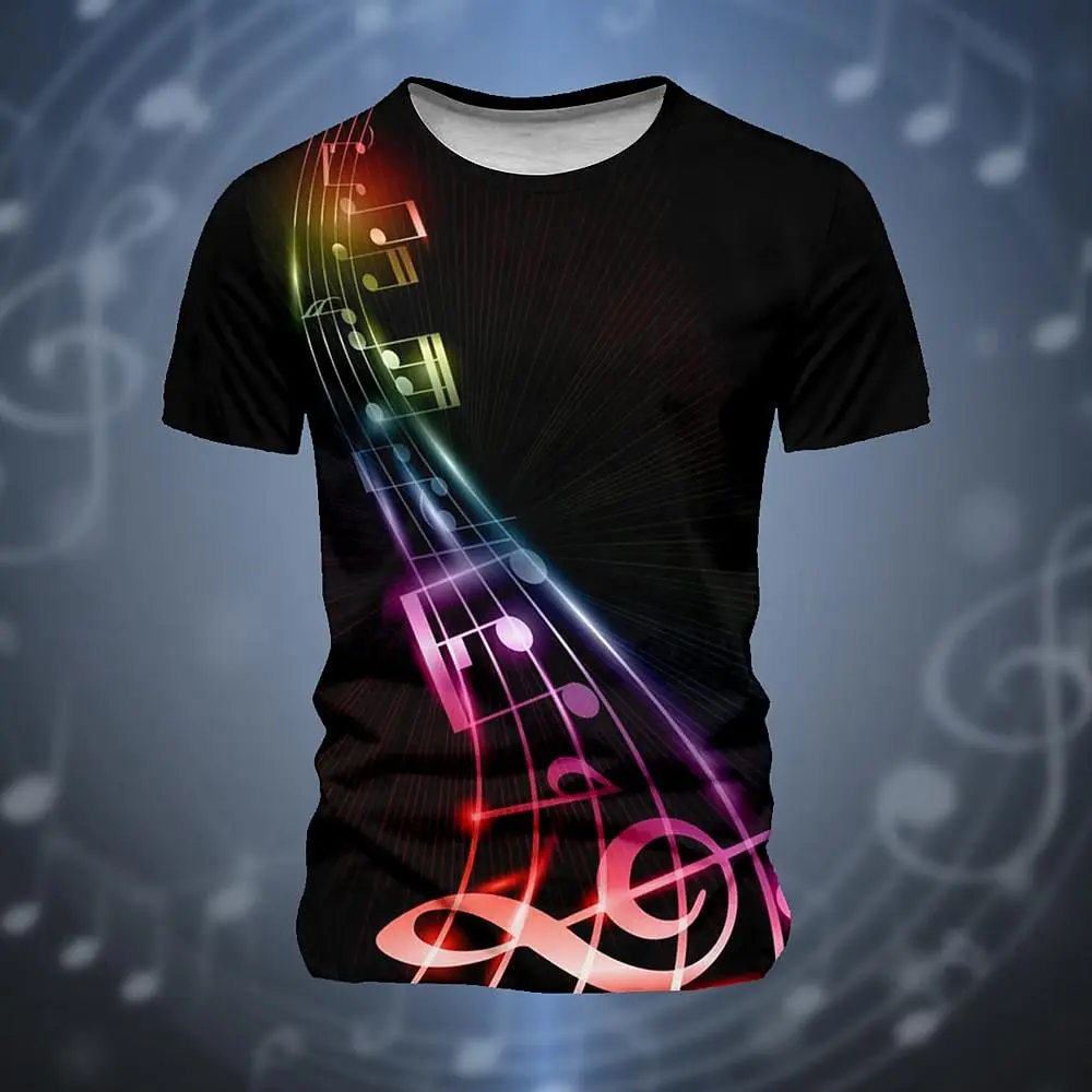 Music Festival Men's Music T Shirt Short Sleeve T shirt 3D Print Crew Neck Shirt Sports Fashion Exaggerated Street