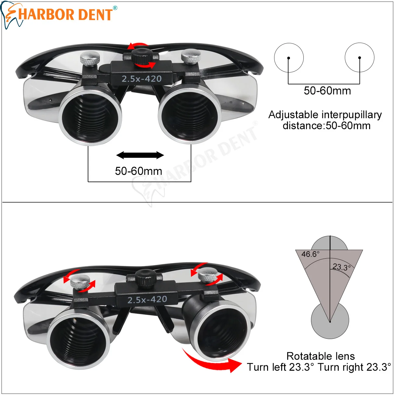 3W Dental Binocular Magnifier LED Headlight 2.5X /3.5X Ultra-lightweight Optical Loupes Dentistry Surgical Tool - Image 3