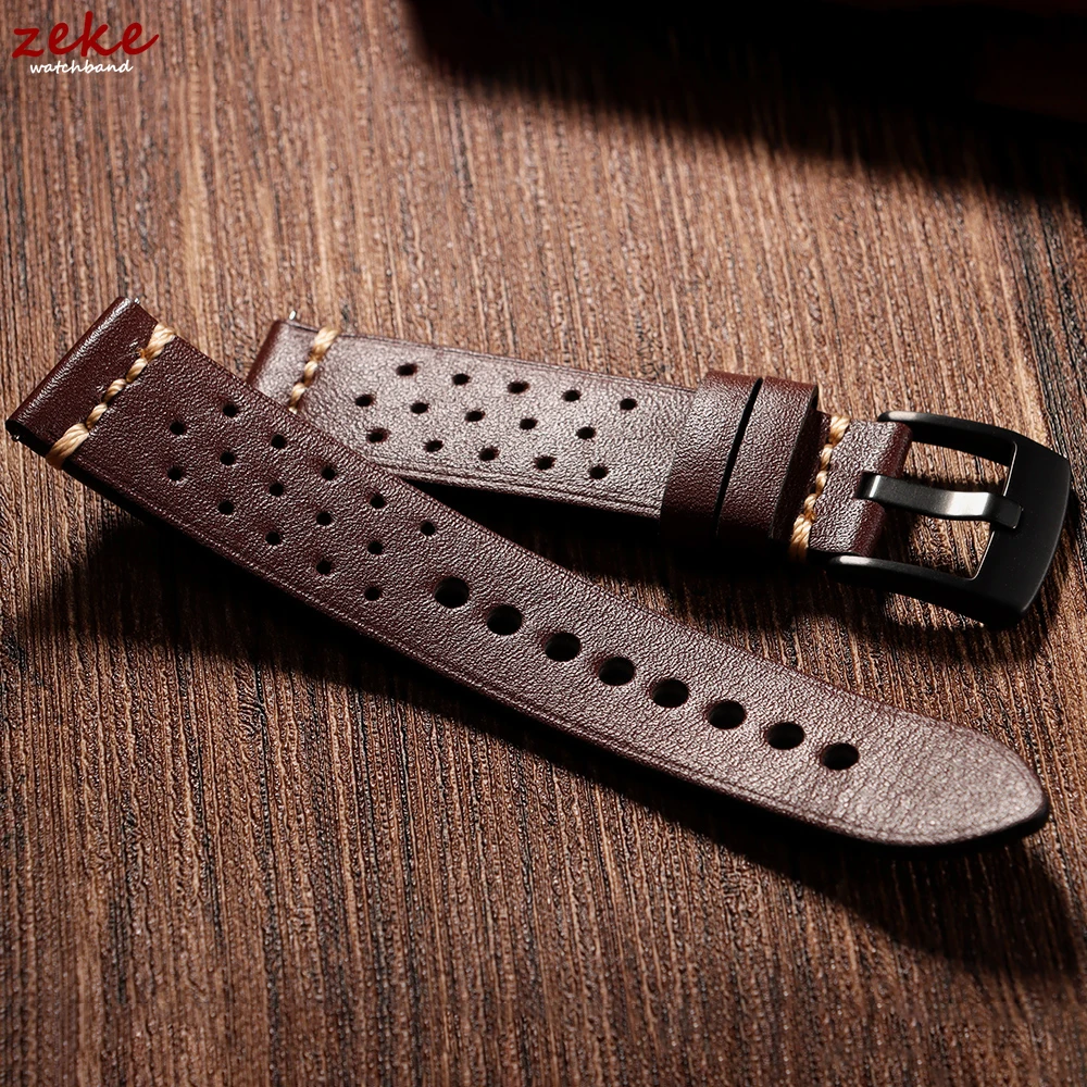Breathable Cowhide Watch Strap 20mm 22mm Stitching Genuine Leather Watchband Pin Buckle Men Women Universal Bracelet Accessories - Image 6