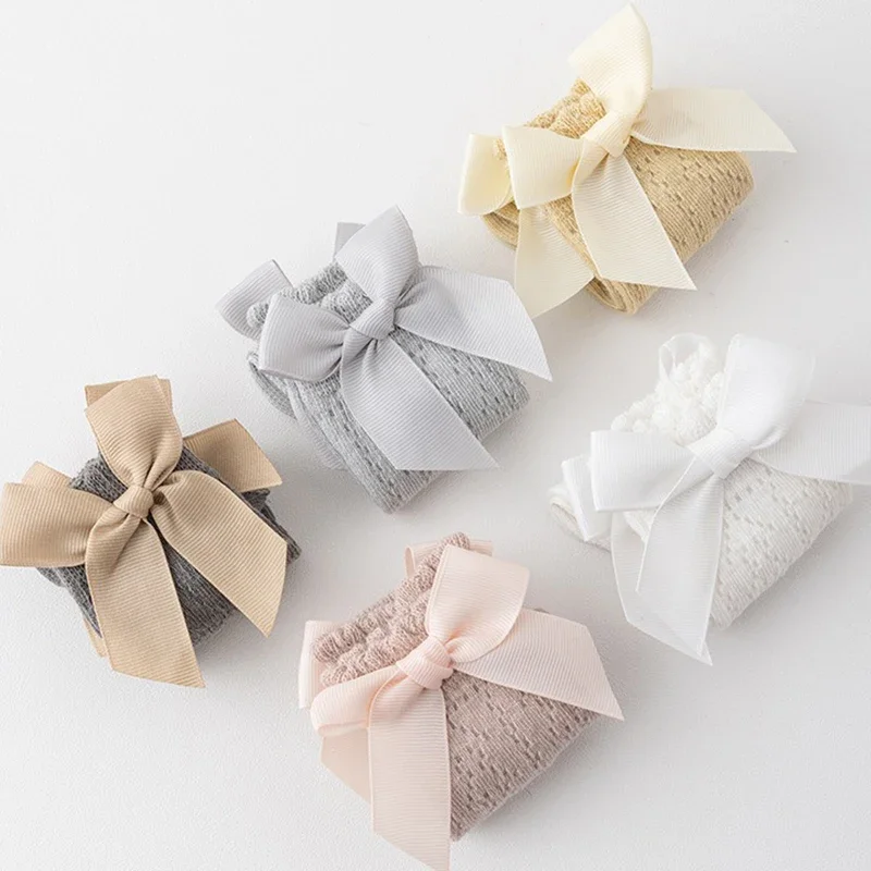 Kinder Atmungsaktive Mesh Socken Einfarbig Nette Schleife Prinzessin Strümpfe Kleinkind Neugeborenes Baby Mädchen Casual Strumpf Für 0-3Y