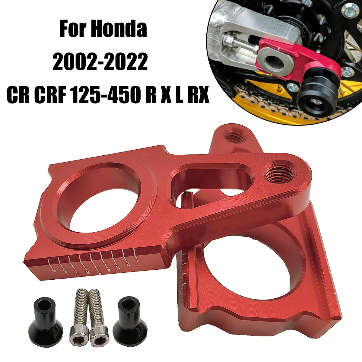 

CNC Rear Axle Block Chain Adjuster For Honda CRF250R CRF250X CRF250RX CRF450R CRF450X CRF450L 2004 2005 2006 2007 2008 2009-2022