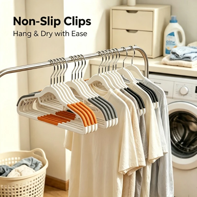30pack (10 Velvet Hangers and 20 Clips),Heavy Duty Non-Slip Flocking Clothes Hanger Set for Pants Skirts, Space Saving Storage
