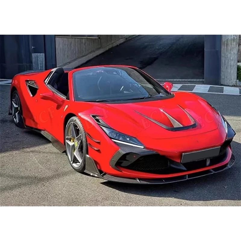 

For Ferrari F8 Carbon Fiber Front Engine Hood Air Outlet Vent Trim Splitter Panel Side Fins Winglet Body Kit Car Accessories