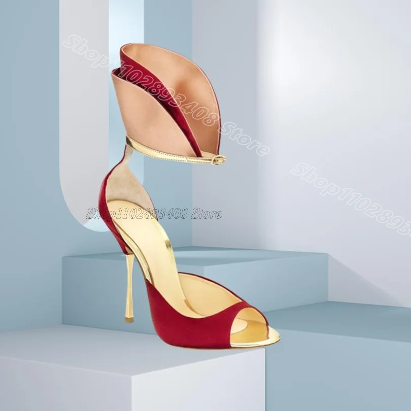 

Black Metal Heels Trim Decor Sandals Pointed Toe Ankle Buckle Summer Casual Party Stylish Women Sandals 2025 Zapatos Para Mujere