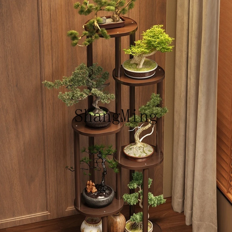 

FG solid wood flower shelf living room floor-standing flower pot holder succulent shelf new plant placement and placement