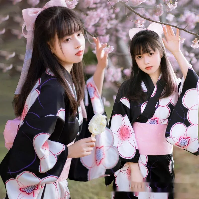 Cherry Blossom Season Super Cute Kimono Bathrobe Japanese Formal Kimono Girl Waka Style Improved Kimono