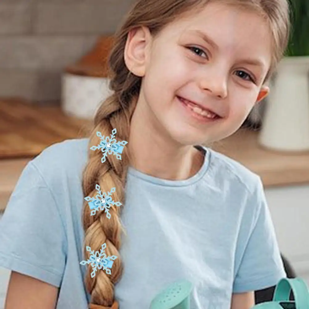 2 pezzi inverno nuovo fiocco di neve congelato forcina fermaglio per capelli per bambini Elsa principessa accessorio per capelli ragazza lato BB clip rosa blu argento