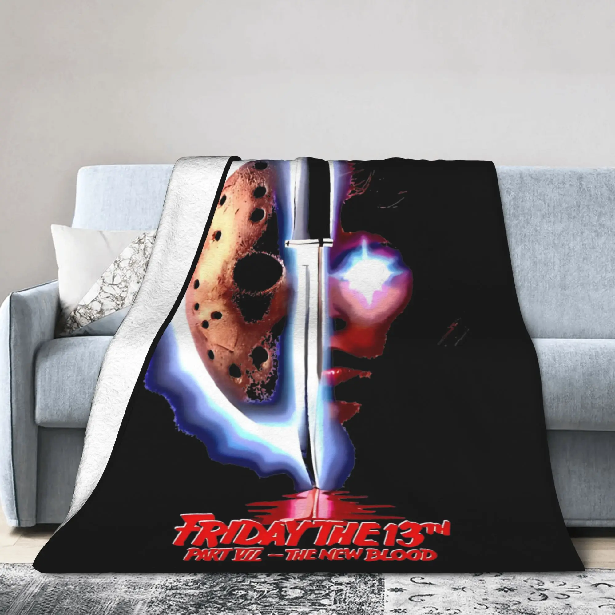 الجمعة جيسون فورهيس 13th بطانية الفانيلا الشتاء الرعب مخيف هالوين المحمولة الدافئة رمي بطانية للمكتب
