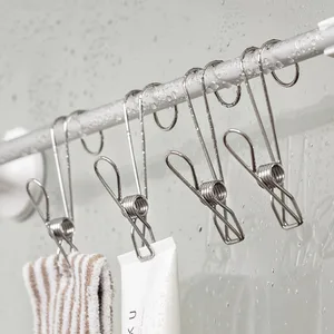 4 pcs Long tail clip of stainless steel with metal cabid clips cabid clips of clothing to hang outdoor kitchen office office 6 Main Sales Clothing - №6