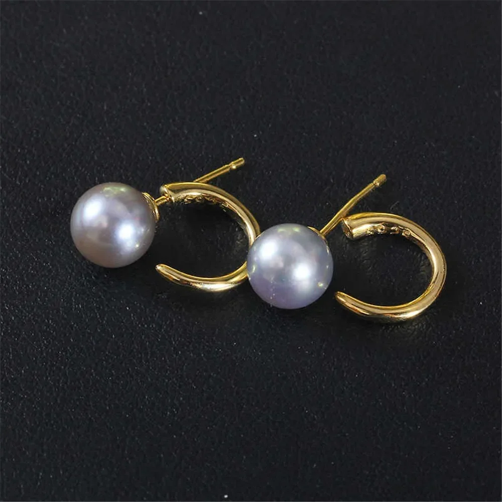 DIY Pearl Accessories New S925 Sterling Silver C-shaped Open Earrings Empty Tray Simple and Fashionable Commuter Versatile Desig