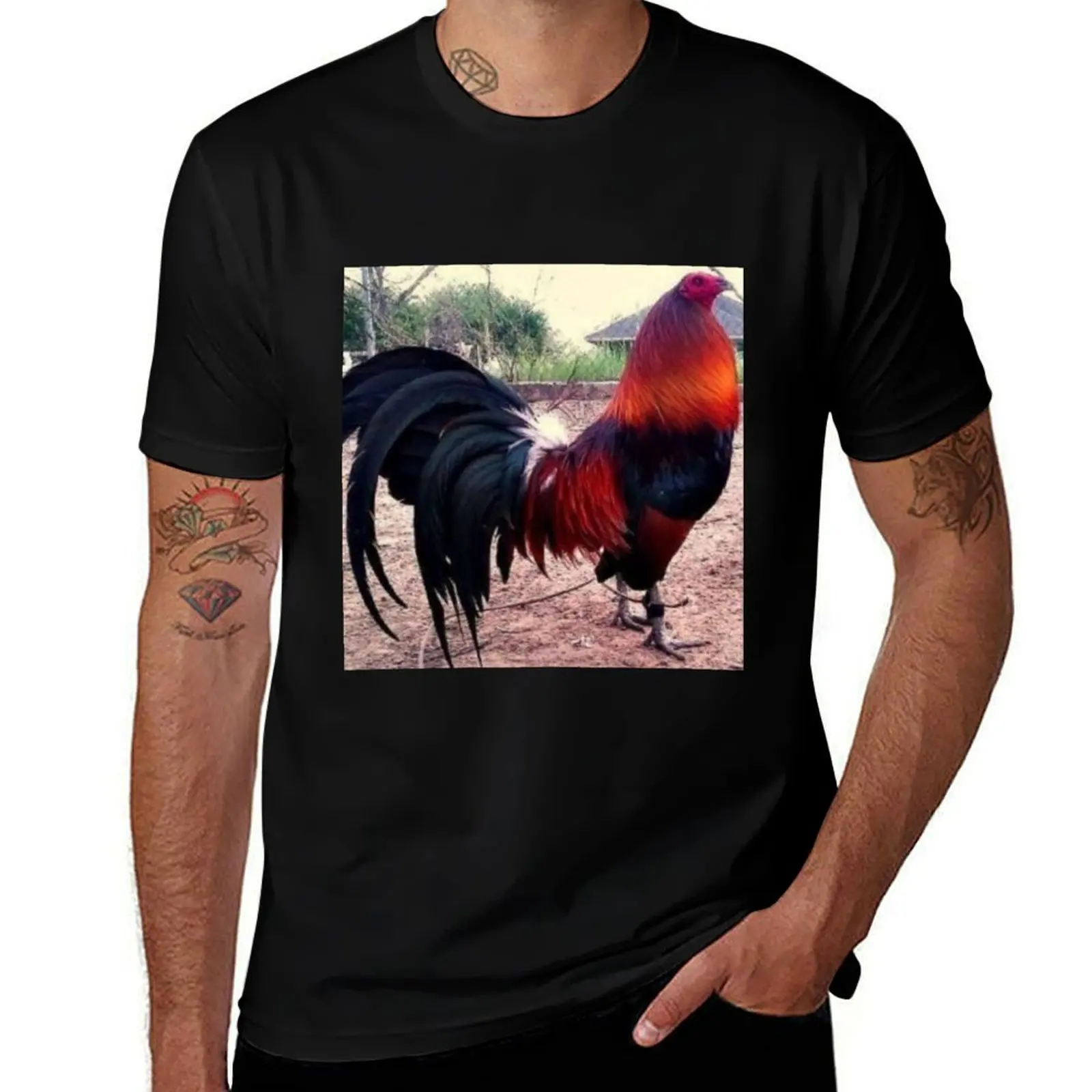 

Rooster, red, fighting, fine T-Shirt t shirts for man cotton funny cotton t shirt pack T-Shirt