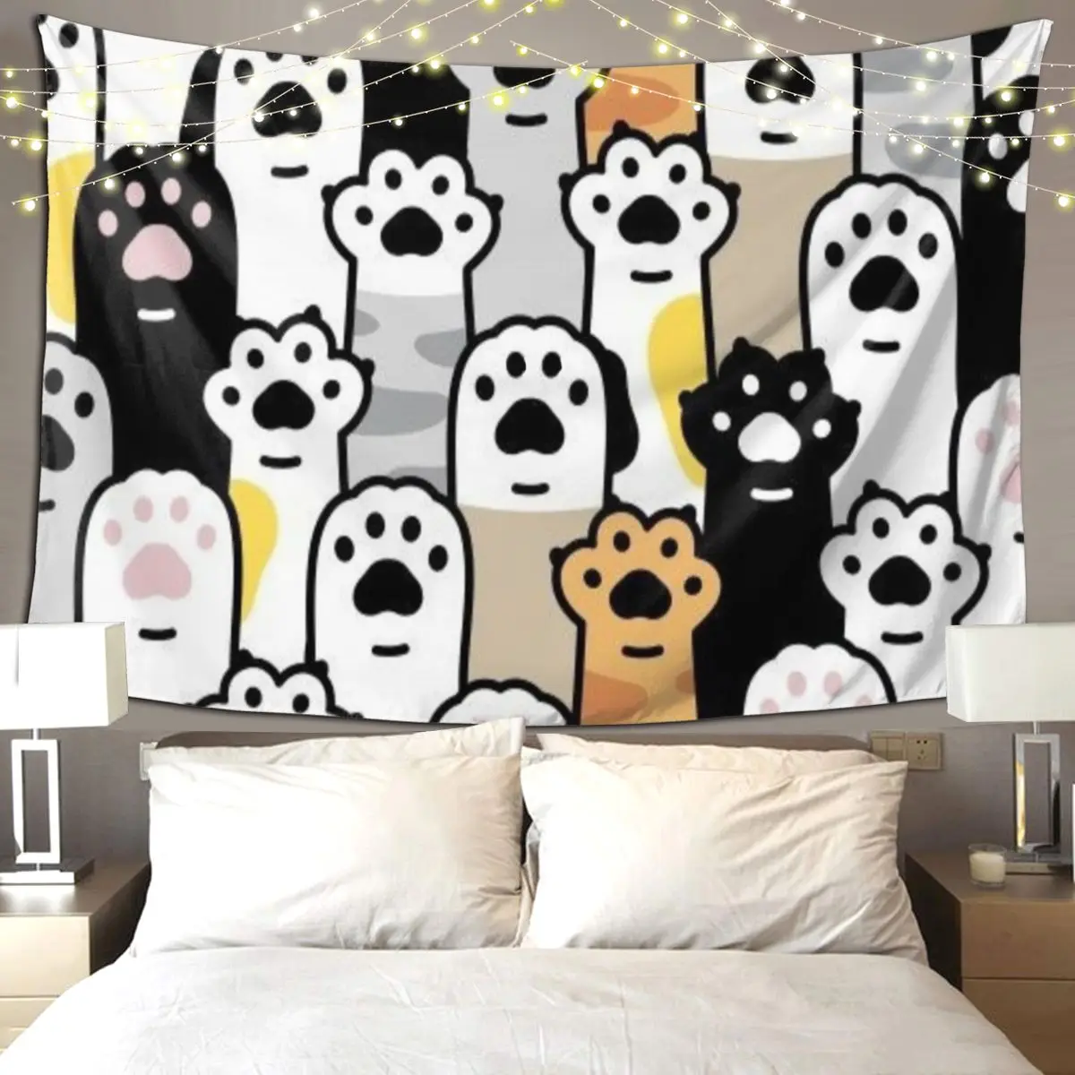 

Гобелен для любителей кошачьих лап, забавный настенный гобелен, эстетическое украшение дома, гобелены для гостиной, спальни, комнаты в общежитии