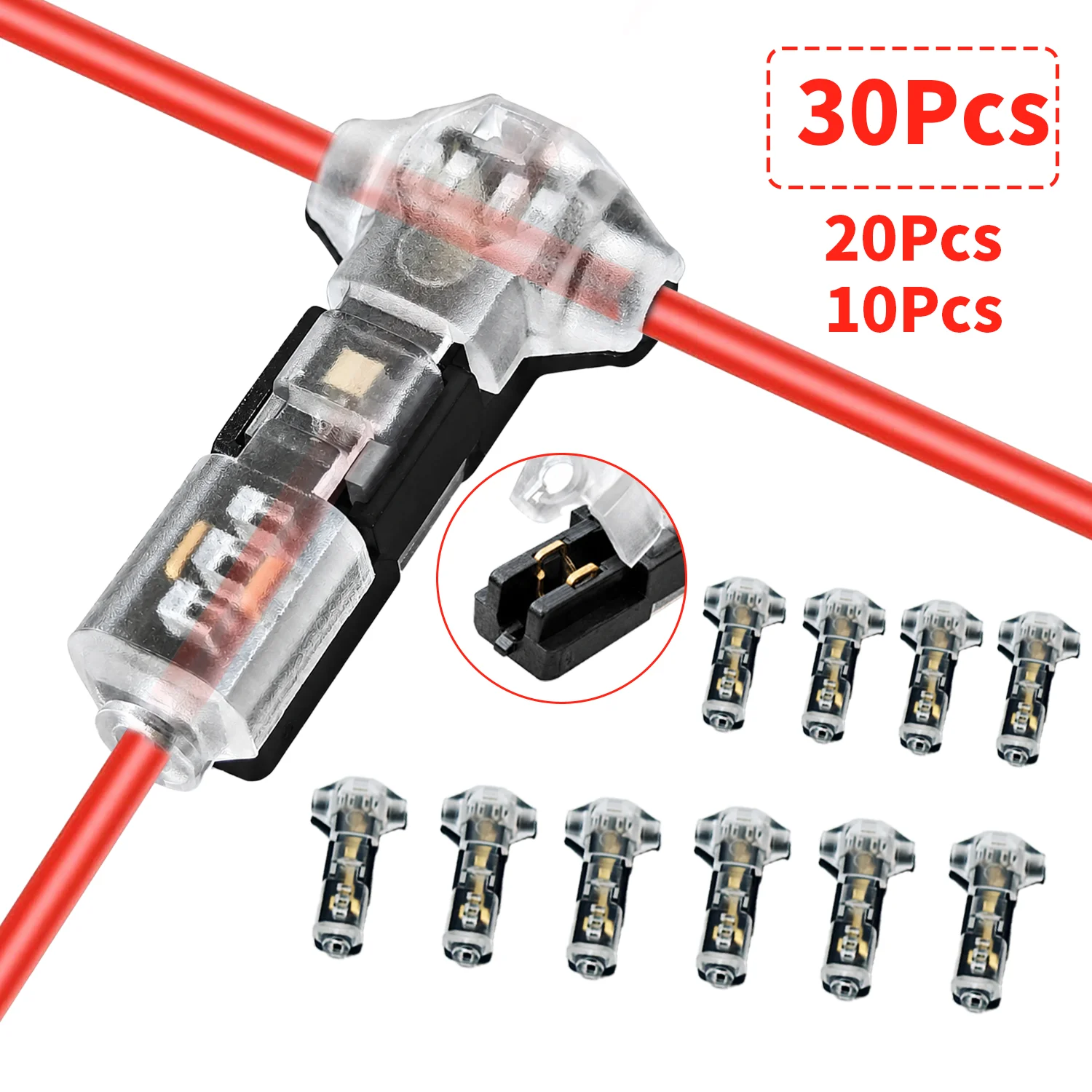10/20/30PCS Quick Connect Wire Connector 1 Pin 1 Way No Strip Compact Splice Terminal for Auto Motorcycle Car Audio LED 18-22AWG