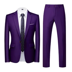 Formal Mens Suits for Groom 2Pieces(Jacket+Pants)Wedding Groom Tuxedo Slim Fit Male Fashion Suit Full Coats Luxury Business Suit