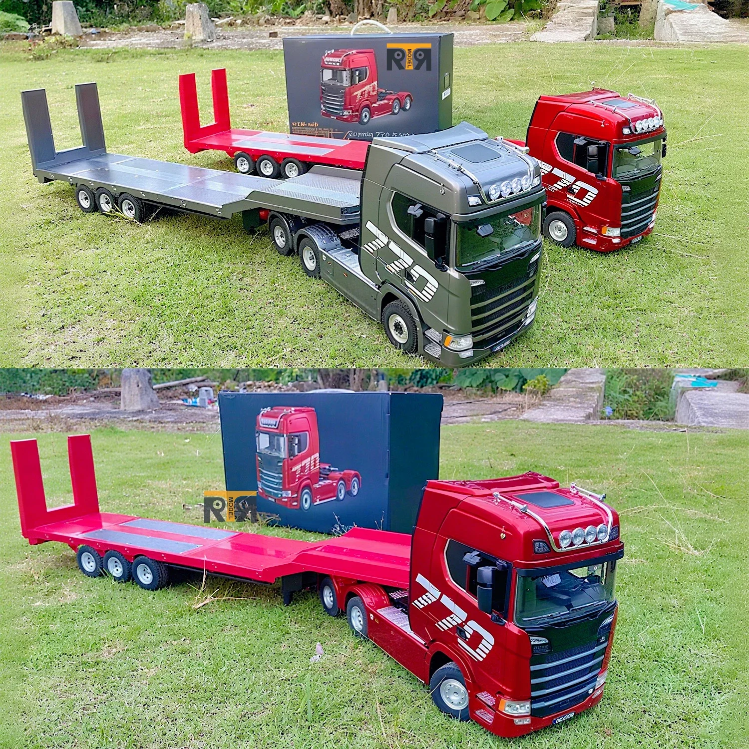 

HUINA 1501 770S 1/18 RC Tractor 2.4G Radio 19 Channel RC Engineering Trailer Truck with Lights and Sound System RC Car Model Toy