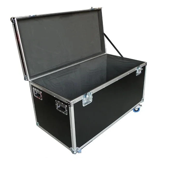 Flight Case Road Cable Trunk Aluminum Cable Case With 4 Wheels Black Flight Case Box