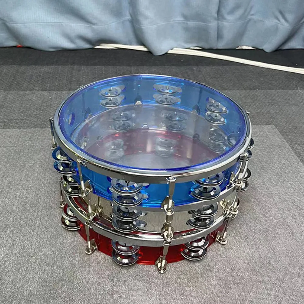 Adjustable Transparent Tambourine 10 Inch Kids Percussion Instrument Orff Music Classroom Rhythm Toy Stage Performance Tool