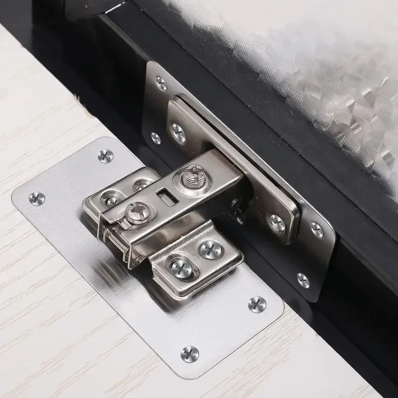 Cabinet Hinge Repair Plate Kit Stainless Steel Hinge Fixing Plate Cupboard Door Hinge Mounting Tools for Home Kitchen Furniture