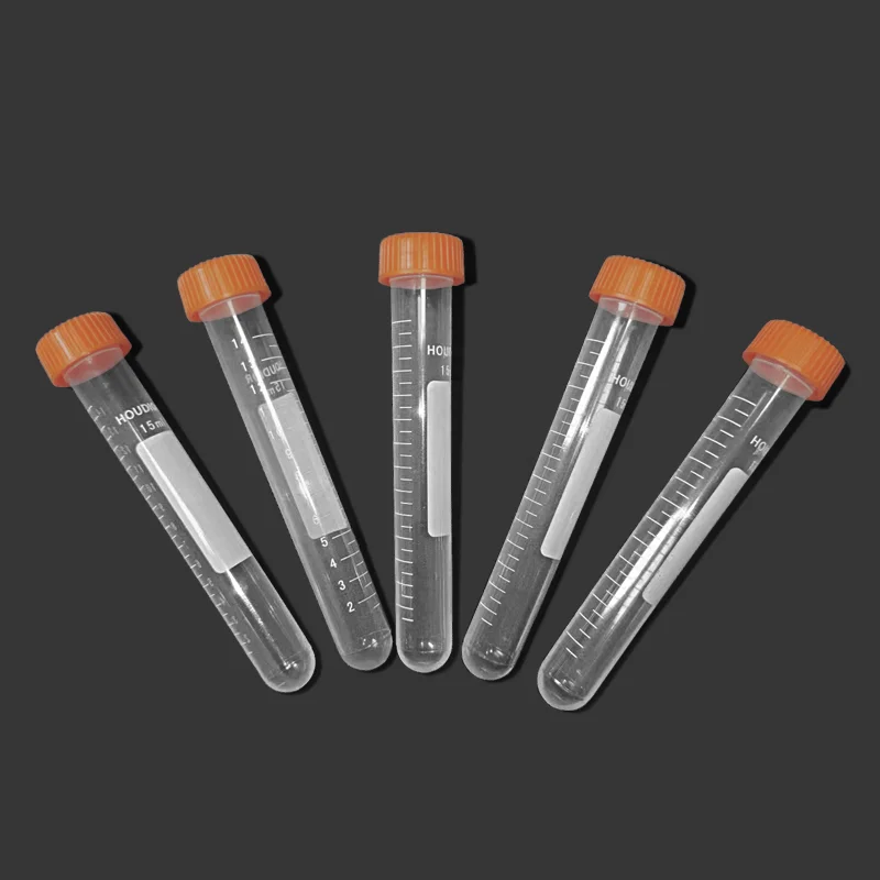 15ml 50Pcs Transparent Centrifuge Test Tube Vial Plastic Container with Lids for Lab Sample Specimen Storage