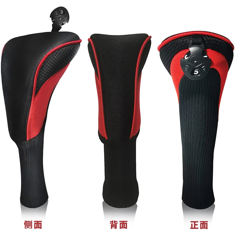 Golf Club Head Covers for Fairway Woods Driver Hybrids 3 Pieces Long Neck Mesh Sports Fan Golf Club Headcovers Set