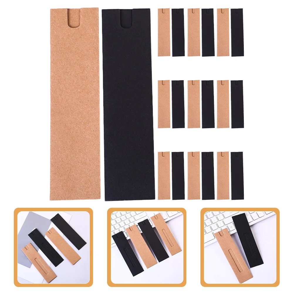 

40Pcs Brown Paper Single Fountain Pen Holder Case Protective Sleeve Pencil Pouch Office School Holder for Single Pen