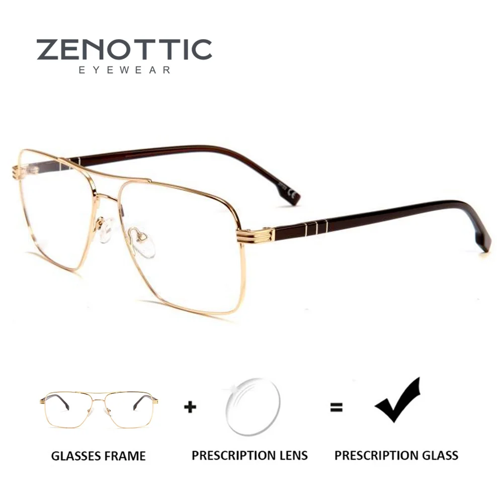 ZENOTTIC Modish Alloy Pilot Myopia Prescription Glasses For Men Aviator Photochromic Optical Eyeglasses Progressive Eyewear