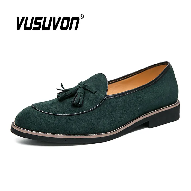 Men Cow Suede Genuine Leather Loafers Casual Shoes Wedding Street Black Flats Slip On Fashion Moccasins 38-46 Big Size