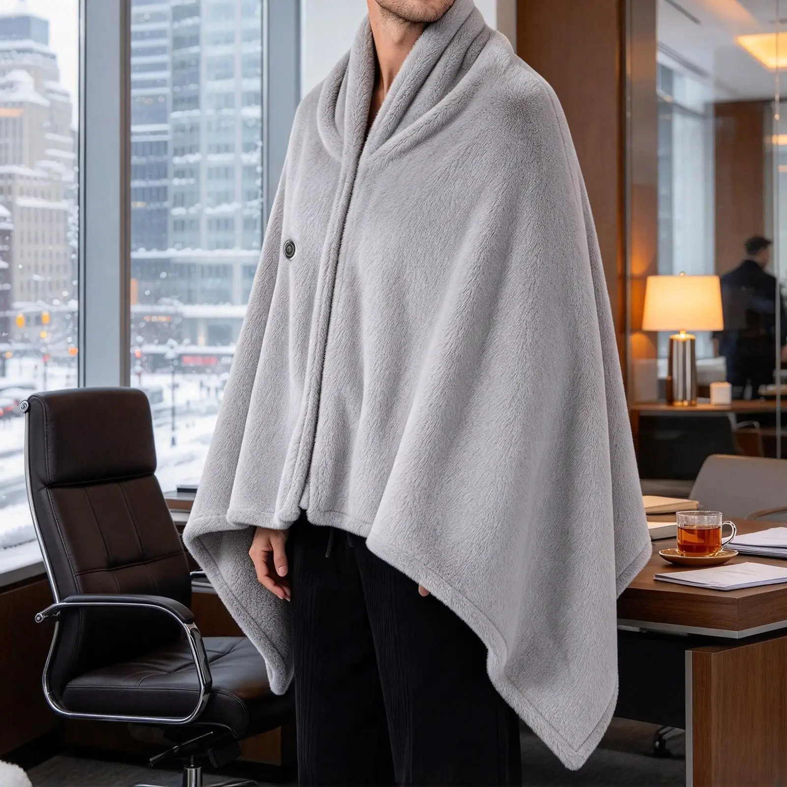 Portable Heated Shawl 3-Level Safe Cordless Portable Soft Warm Heating Wearable Heated Shawl Wrap Blanket For Couch Bed Sofa
