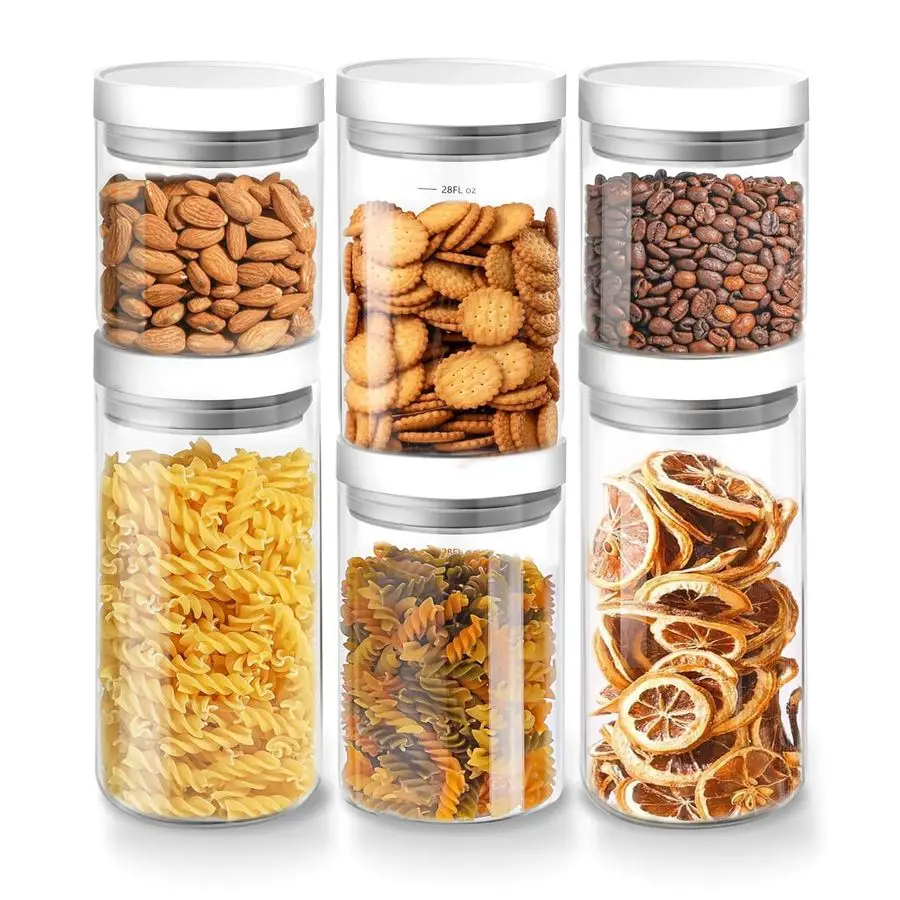 

Набор из 6 герметичных стеклянных банок для хранения разного размера с крышками, органайзеры для кладовой и кухни