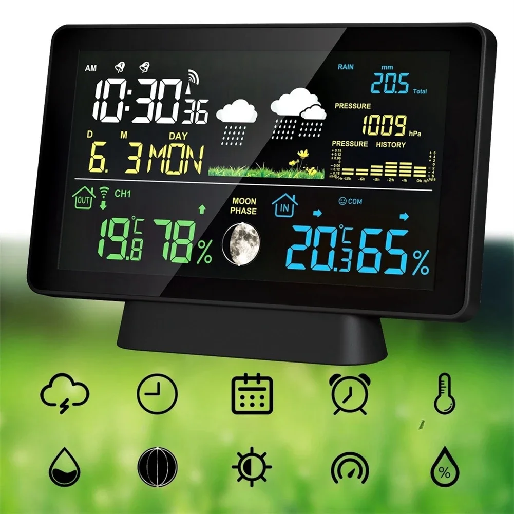 

Weather Forecasting Station With Integrated Rain Gauge Measures Temperature And Humidity For Indoor Outdoor Use Weather Station