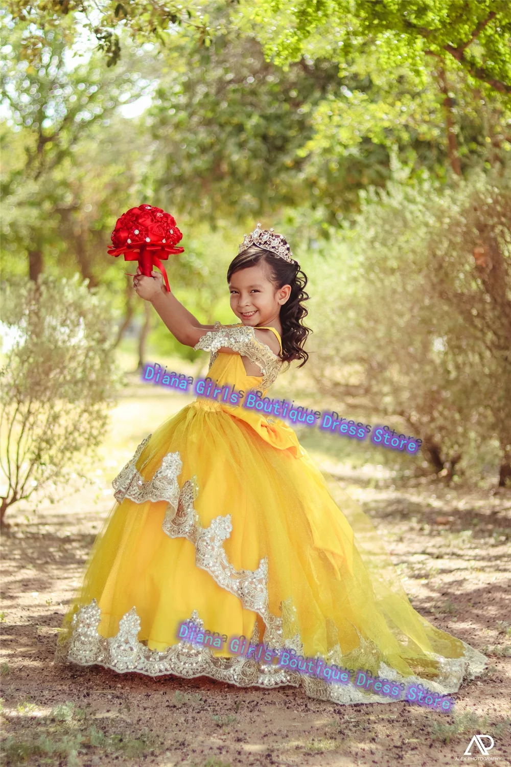 Luxury Yellow Tulle Puffy Layering Flower Girl Dress Quality Applique for Wedding Kids Birthday Party Evening Customise Gowns