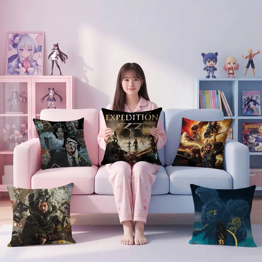 Cushion Office Cushion Pillowcase Car Cushion Cover45X45CM Lumbar Pillowcase Sofa Pillowcover Game C-Clair Obscur Expedition 33