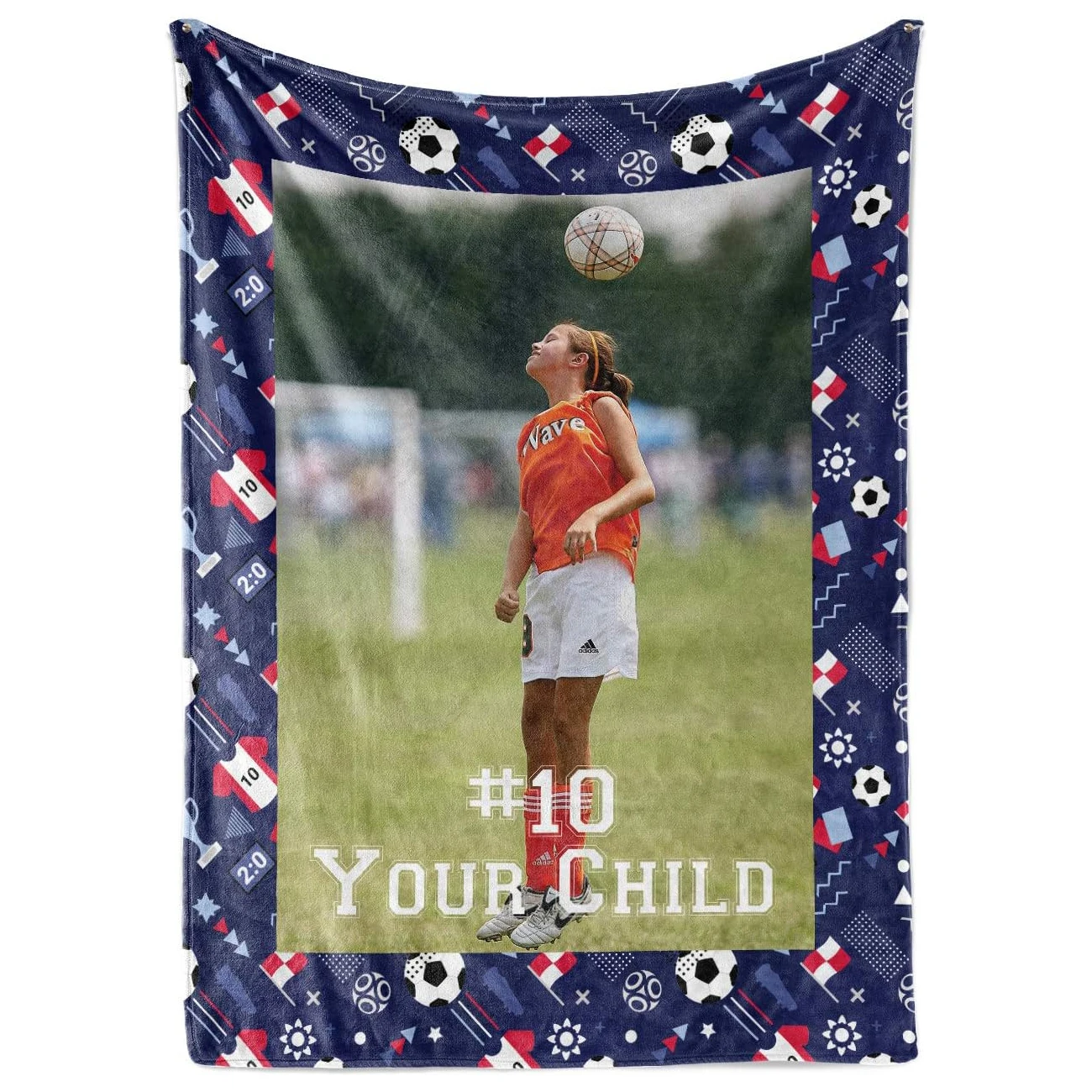 Personalized customized football flannel blanket - children's blanket, Christmas birthday gift for Children's Day