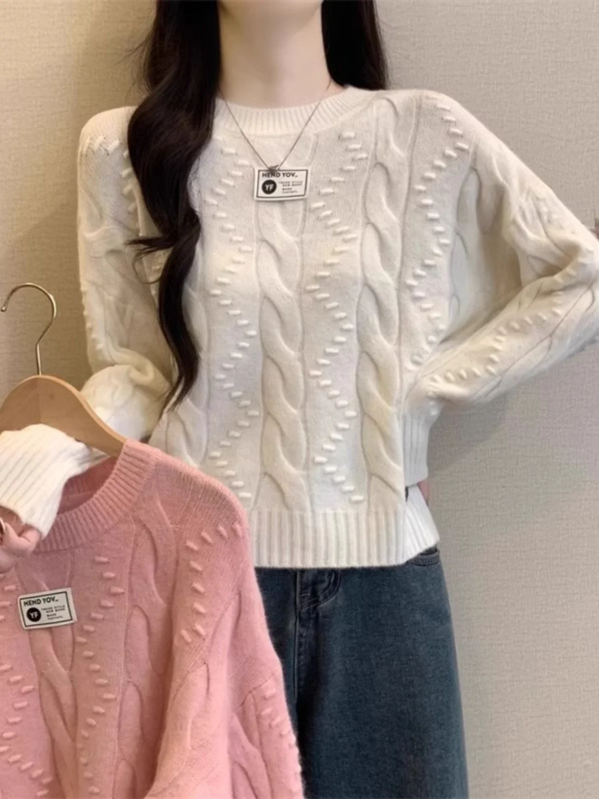 

Женский свободный трикотаж Thiened, круглый свитер Ne Long Sve Twist, осенне-зимний свитер, повседневный, для поездок на работу, онлайн, эксклюзивный