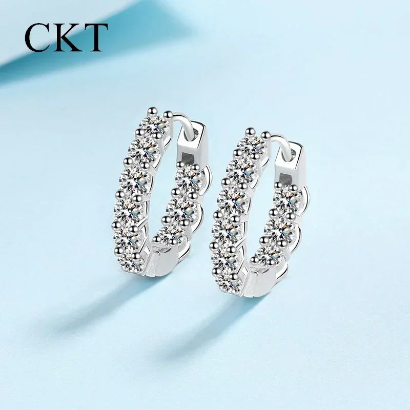 

18K White Gold Platinum 1.8 Carat Full Set Moissanite Diamond Hoop Earrings for Women High Quality Earrings Pt950 Fine Jewelry