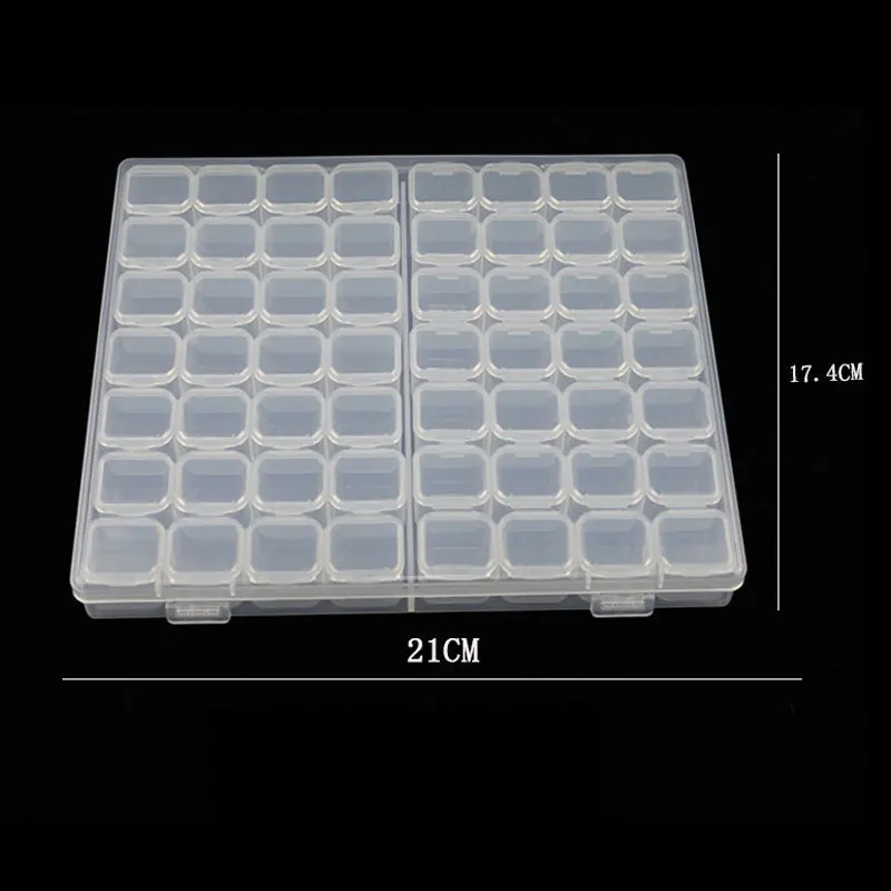 28/56 Grids Nails Art Organizer Storage Box Separable Plastic Nail Rhinestones Gems Case Transparent Compartment Container