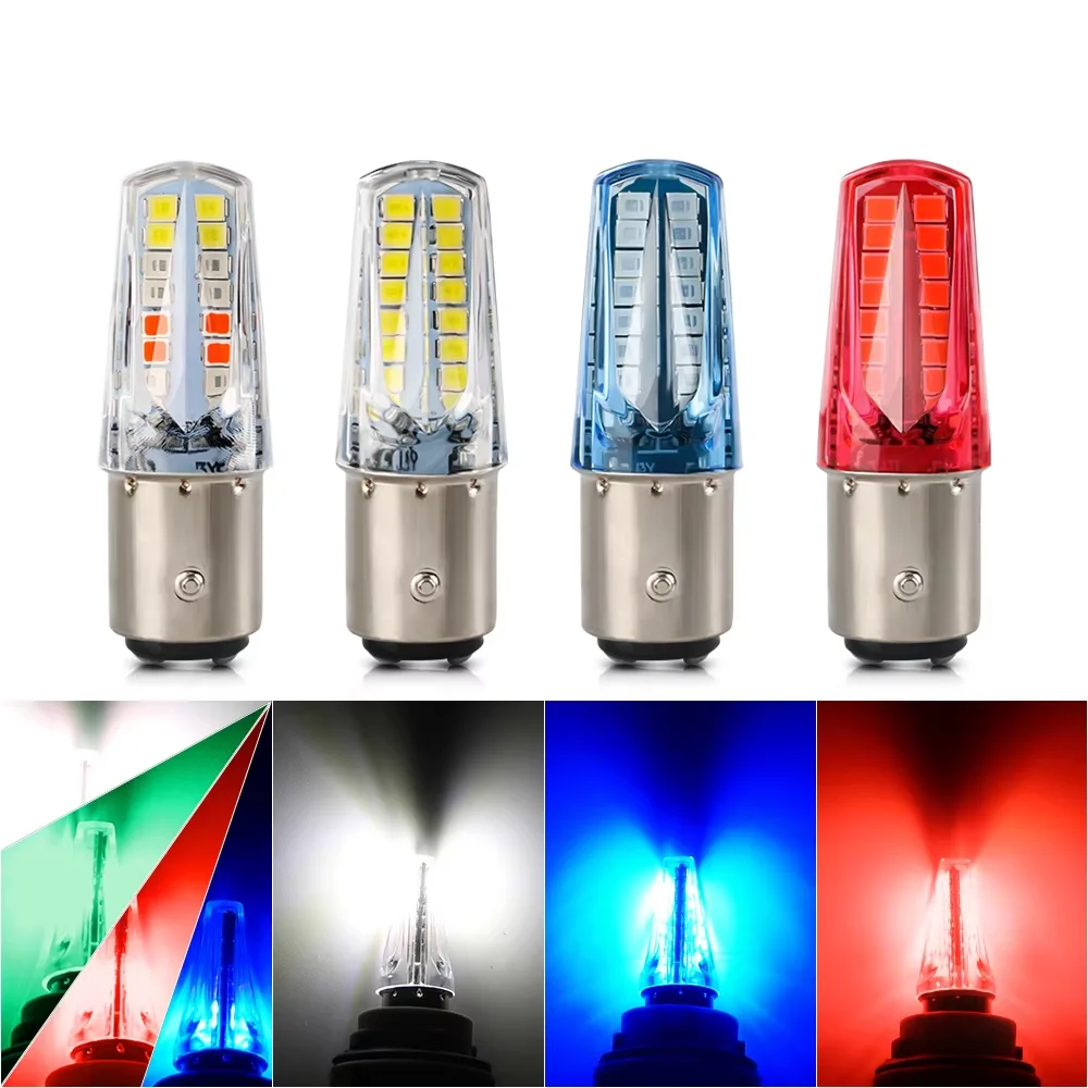 

1PCS Motorcycle Led Lights Strobe Flashing Moto Accessories 1157 2835 32smd Bulbs Turn Signal Highlight Brake Light White 12V