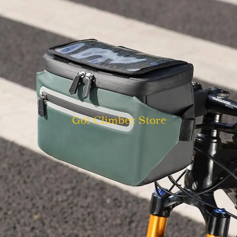 

Q84C Bicycles Handlebar Bag with Shoulder Strap Large Capacity Bike Front Storage Touch Screens Bicycles Phone Holder