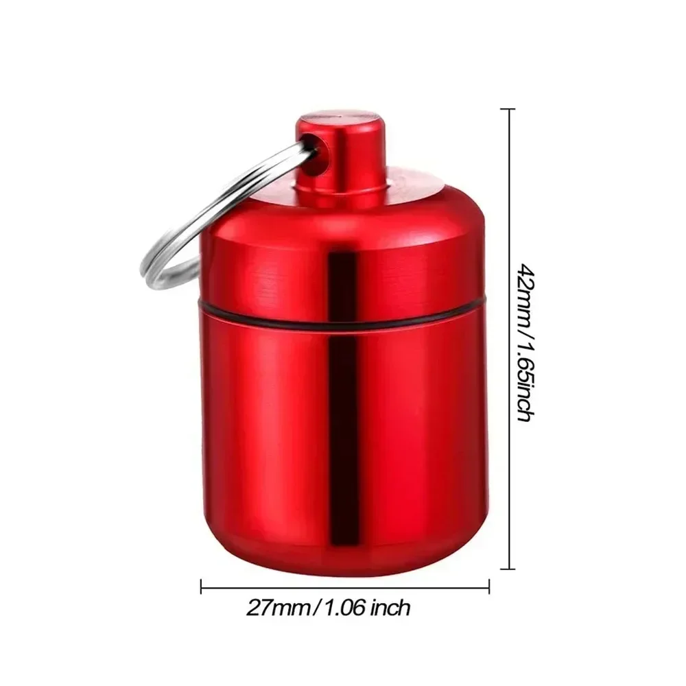 Waterproof Aluminum Pill Case Metal Container Keychain Travel Outdoor Emergency First Aid Kit Safety