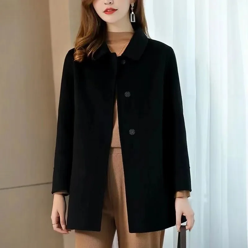 High-End Woolen Jacket Women's Long Section 2024 Spring Autumn Winter New Outwear Korean Casual Short Wool Coat Female Tops Tide