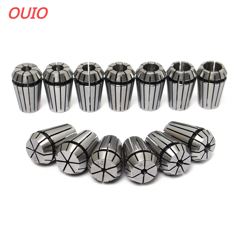 OUIO ER11 ER16 ER20 1/4MM 6.35MM 1/8MM 3.175MM 0.008Spring Collet High Precision Collet Set For CNC Engraving Machine Lathe Tool